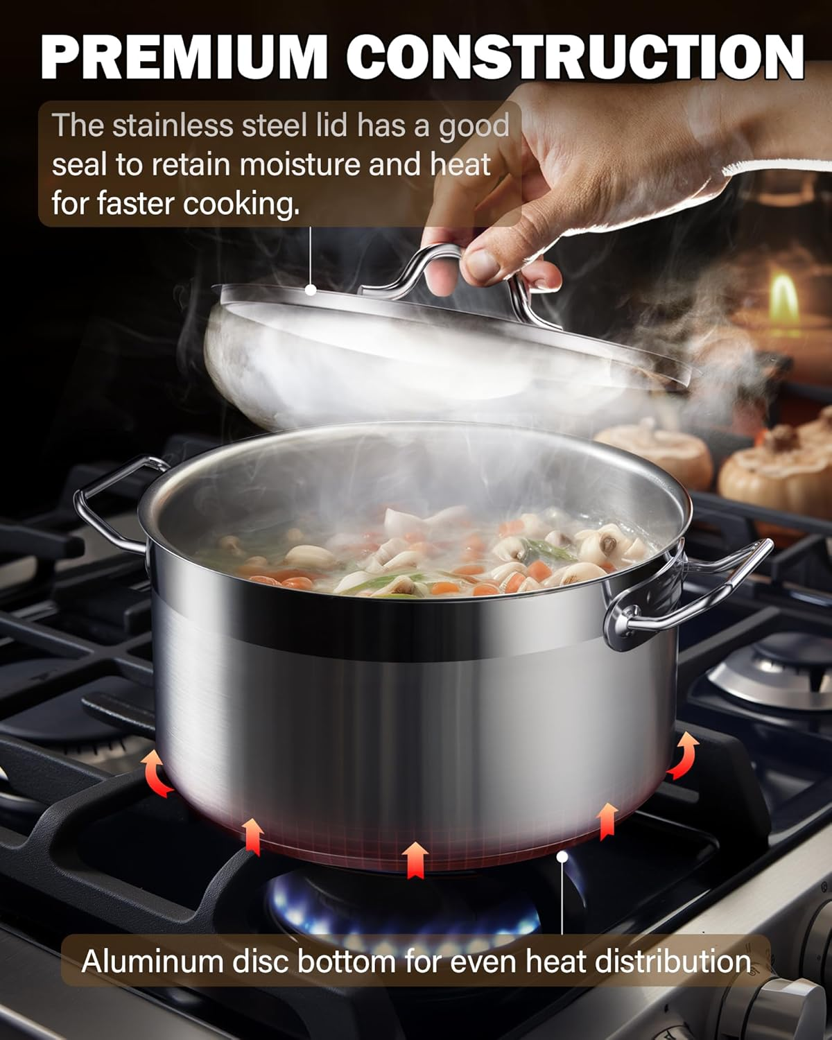 Cooks Standard Kitchen Cookware Sets Stainless Steel, Professional Pots and Pans Include Saucepan, Saut&eacute; Pan, Stockpot with Lids, 8-Piece, Silver