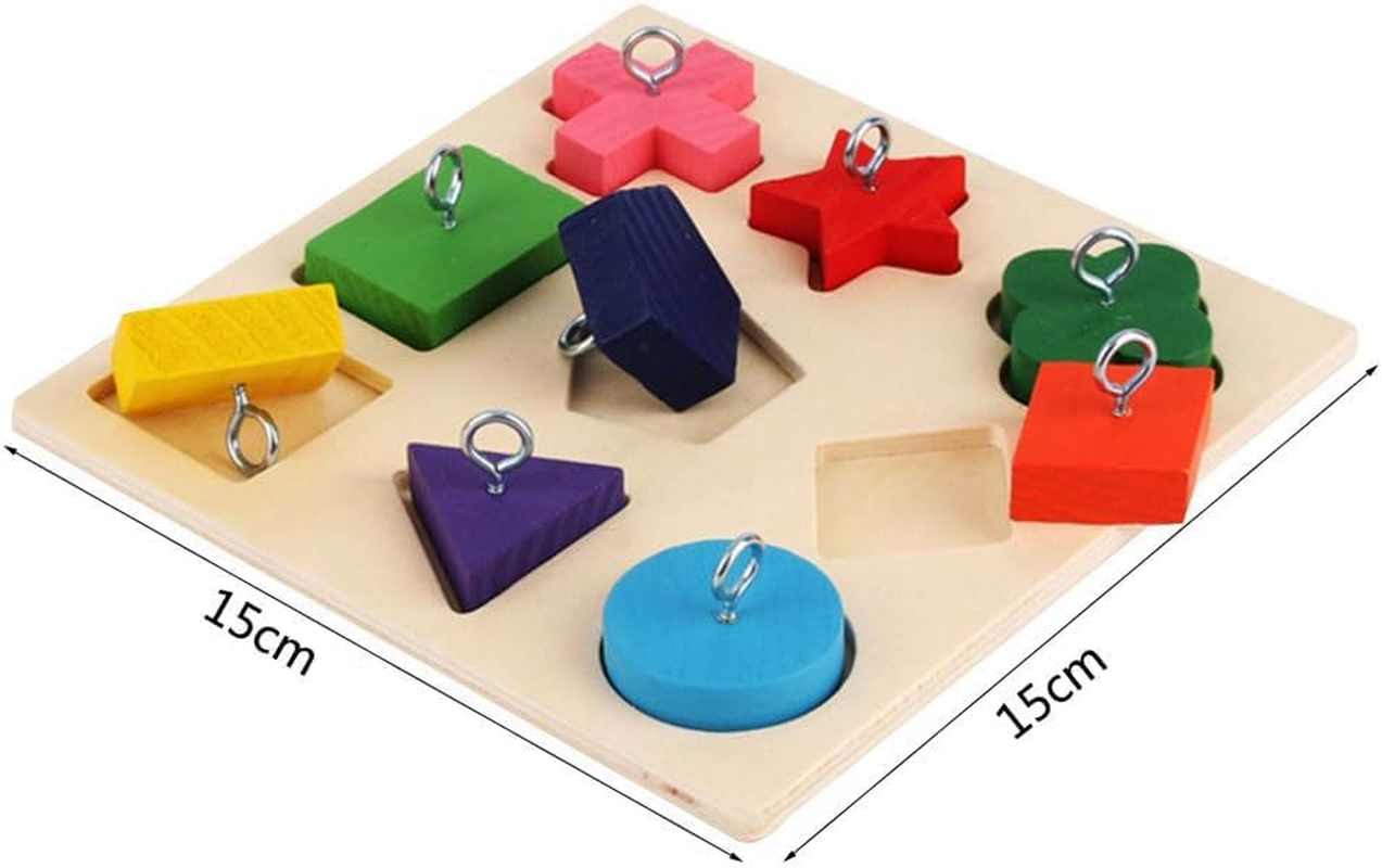 Xiaaofea Parrot Training Toy with 9 Clocks Wooden Colour Blocks, 5.8In Educational Chew Toy for Intelligence & Play, DIY Metal Accessories for Parrots, Bird Cage Activity Toy image number 4