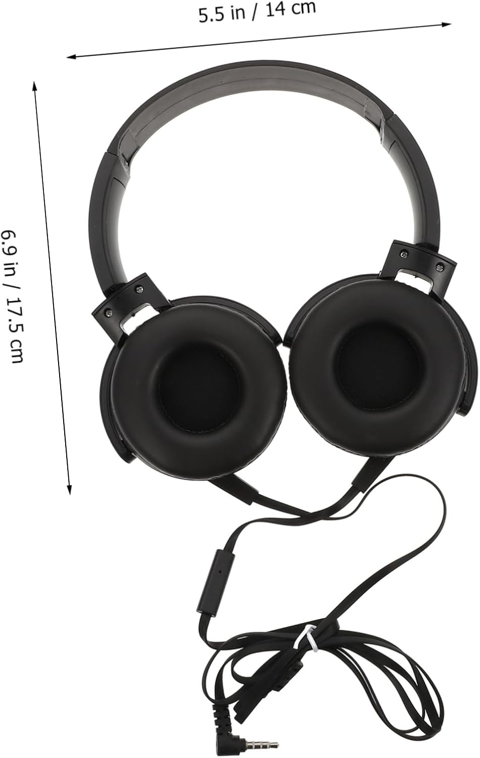 SHOWERORO Wired Headset with Microphone for Computer and Phone, Black Over-Ear Headphones for Music and Gaming, Portable Stereo Head-Mounted Headphones for Desktop and Online Communication image number 6