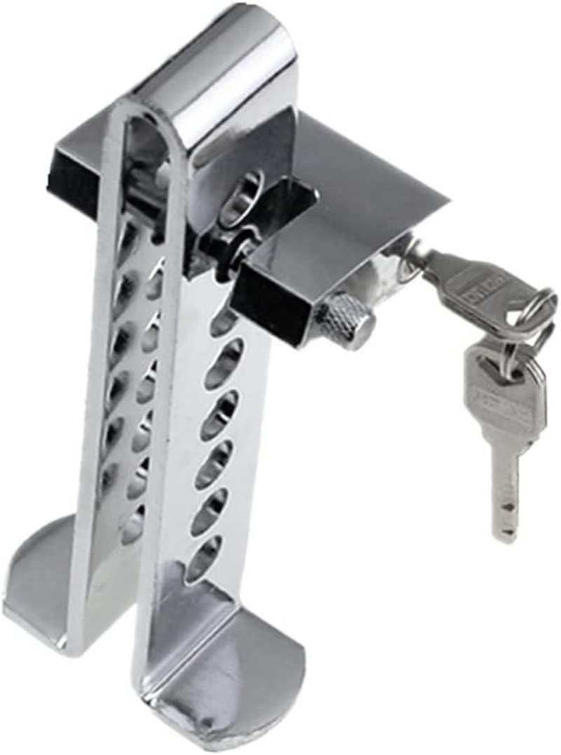 Brake Pedal Lock, Adjustable Auto Stainless Steel 8 Holes Brake Clutch Lock Anti-Theft Device with 2 Keys
