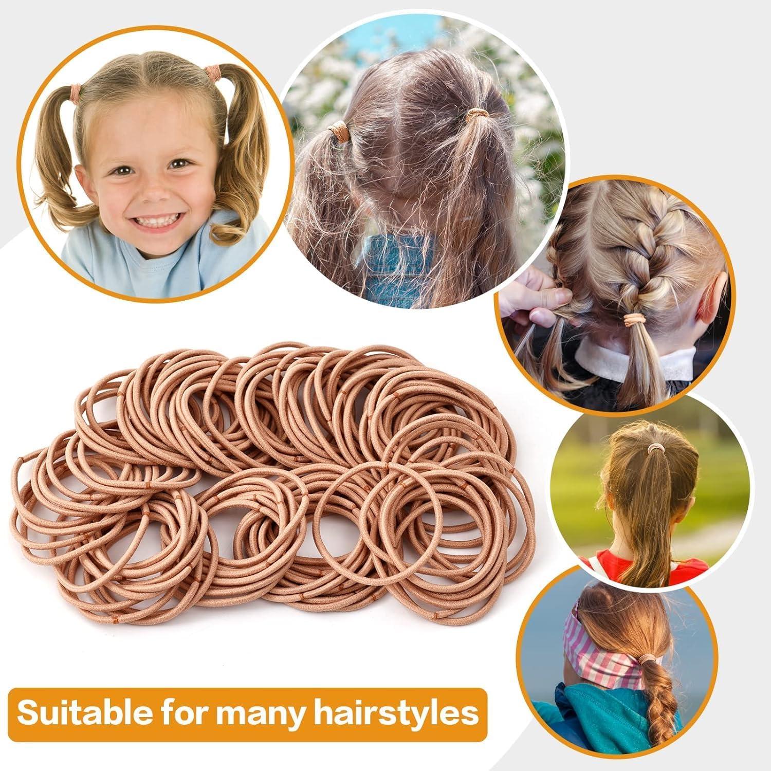 100Pcs Elastic Hair Bands, Small Elastic Hair Bobbles for Women, 2Mm Thin Hair Tie for Kids, Soft Hair Bands Withou Metal, Elastic Ponytail Holder (Pink) - Pink image number 2