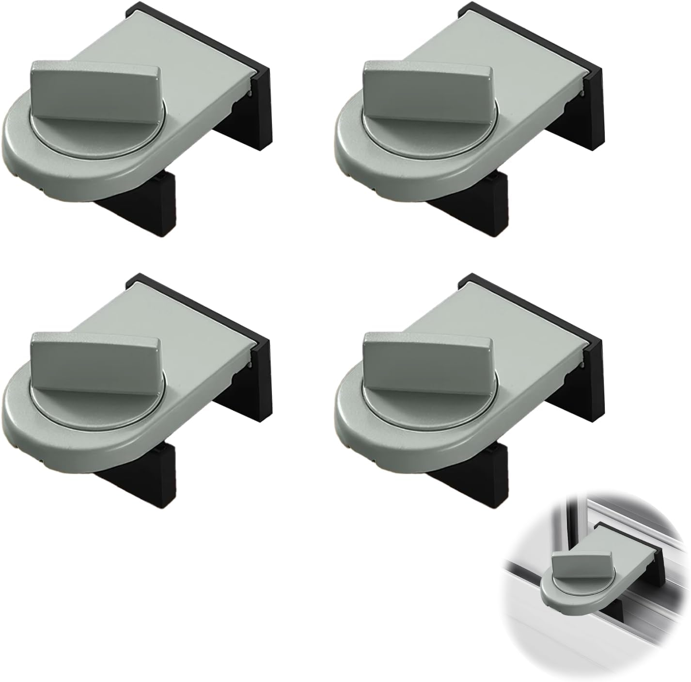4 Sliding Door Security Locks, Instant Slide Window Track Rail Stoppers for Enhanced Child Safety & Travel Convenience, Tool-Free Installation, Prevents Forced Entry, Reusable & Portable image number 2