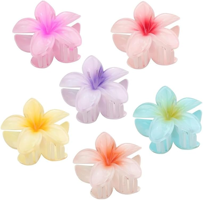 Flower Claw Clip Plumeria Flower Hair Claw Clip, 6Pcs Flower Hair Clip Egg Flower Hair Claw Clip,Cute Flower-Shaped Hair Clip,Cute Small Hair Clips Hawaiian Flower Claw Clip,Egg Flower Hair Claw Clip image number 5