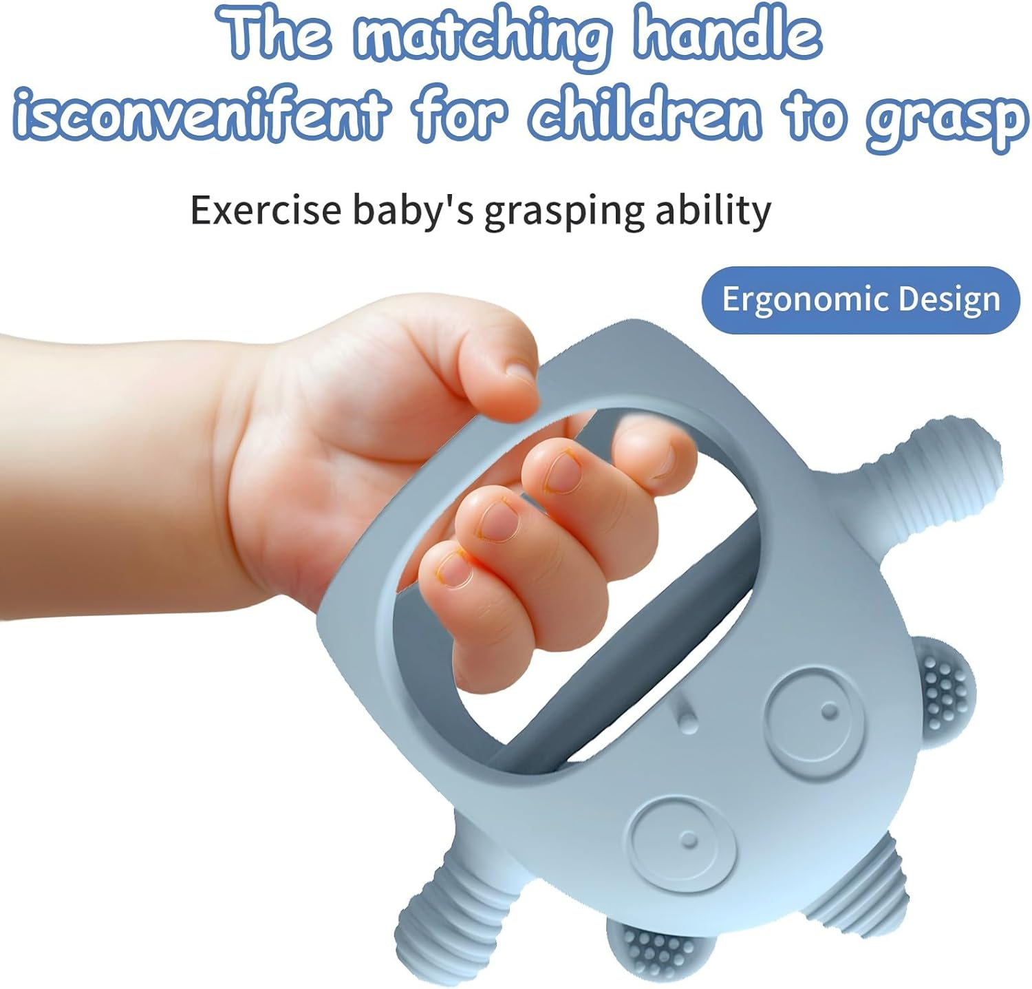 2 Pack Baby Teething Toy for 6-24 Months, Food Grade Silicone Unicorn Teething Mitten, BPA Free, Baby Chew Toys for Sucking Needs, Soothing Teething Pain Relief (Unicorn Beige & Gray Blue) image number 6