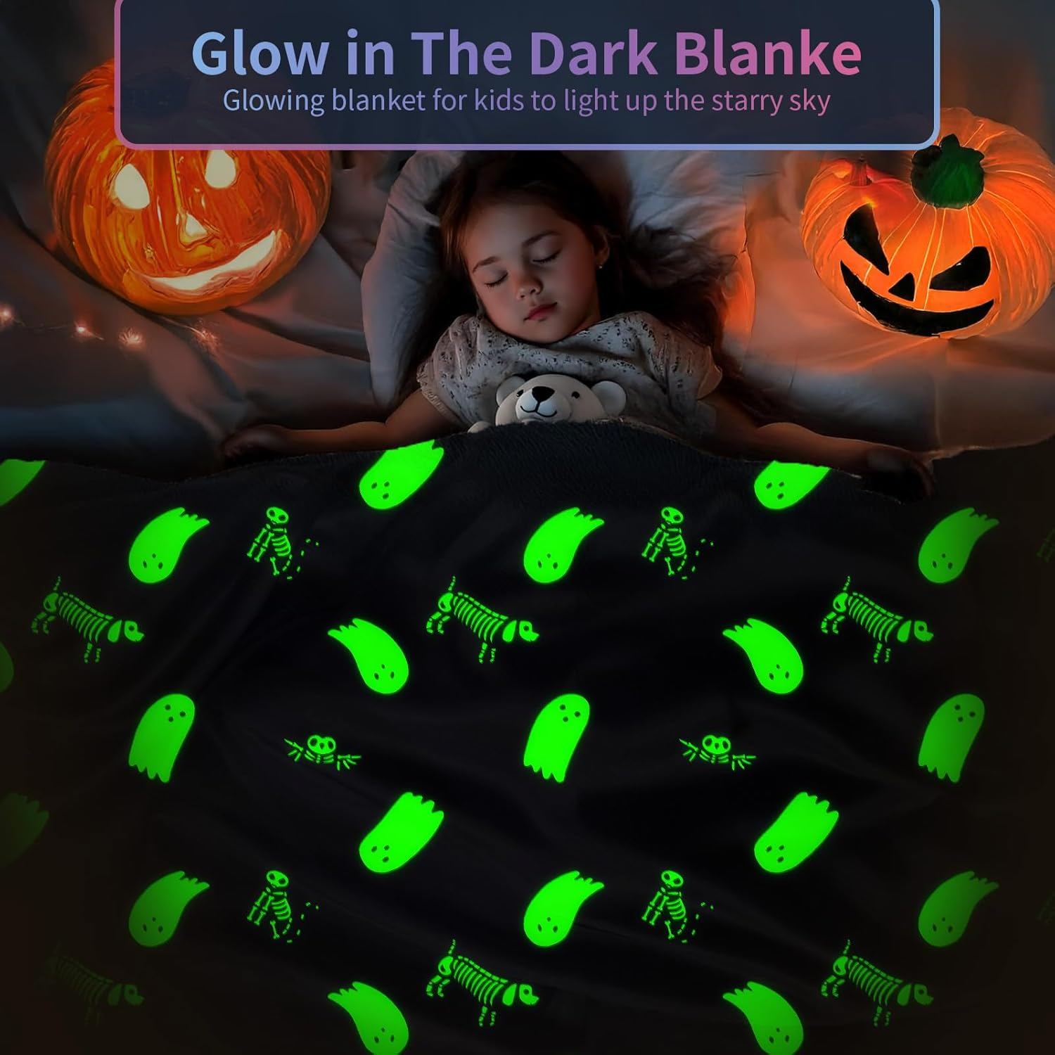 COMFAR Cute Halloween Blankets for Kids, for Kids/Teens/Women/Men, Halloween Blankets and Throws for Adults, Spooky Blanket for Boy/Girls/Toddler, Fall Throw Blanket for Couch 40"X 60" image number 2