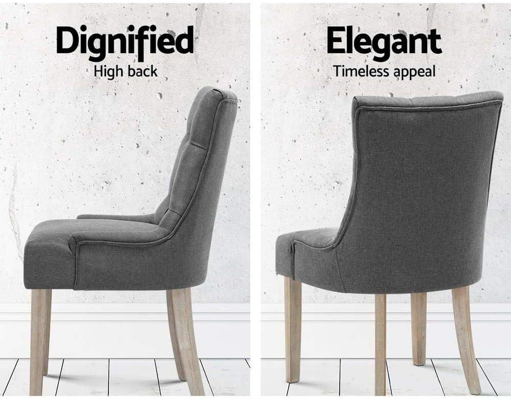 Artiss Dining Chairs Set of 2 Grey Fabric Esright Chair Nursing Seats Reading Seating Home Living Room Bedroom Kitchen Cafe Office Furniture, Cayes French Provincial Design, in 49Cm Seat Height - Velvet Grey image number 3