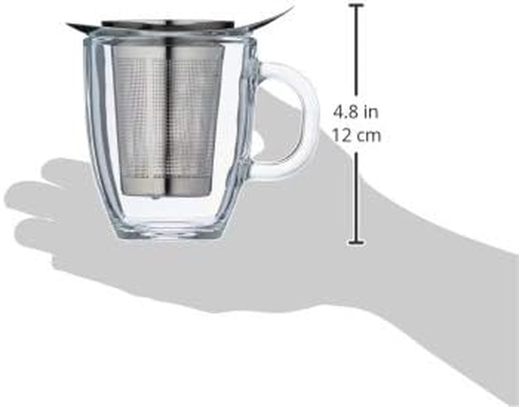 BODUM YO-YO Set Mug, Glass and Tea Strainer, 0.35 L, 12 Oz, S/S, Stainless Steel - Black ; image number 5