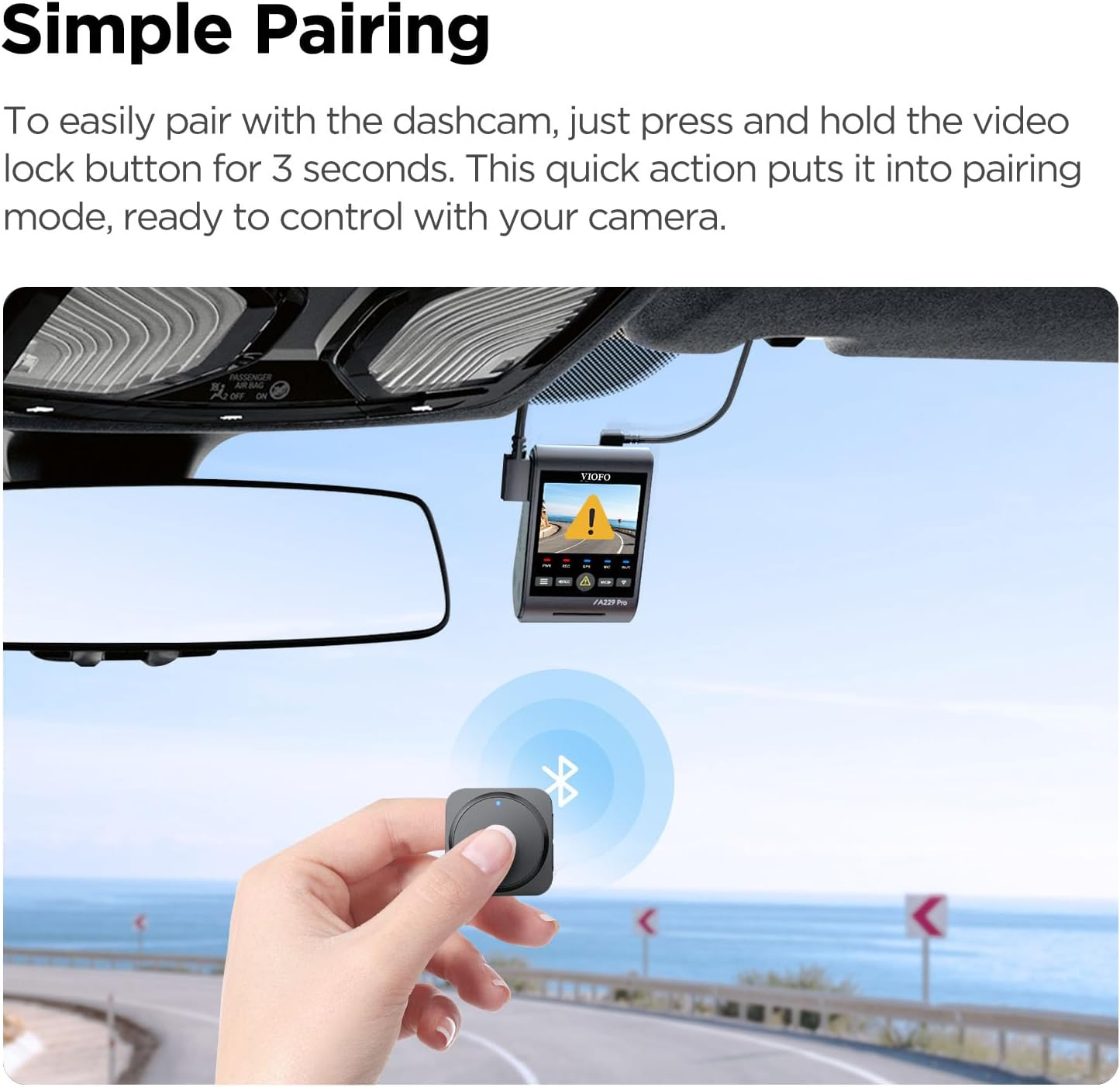 VIOFO Wireless Bluetooth Remote Control for A139 /T130/ A129 Duo / A129 plus / A129 IR / A129 Pro Dash Cam image number 5
