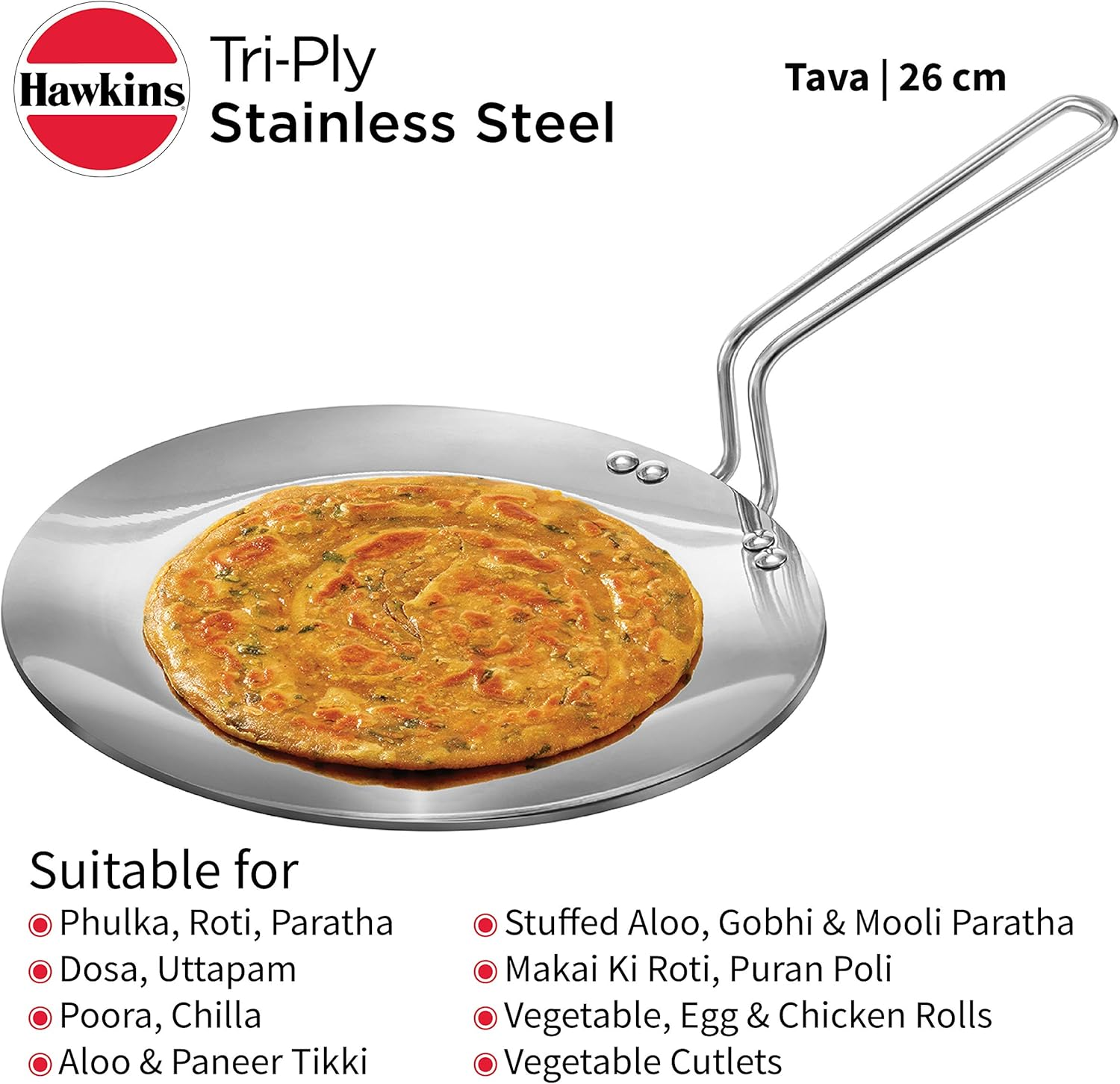 Hawkins Tri-Ply Stainless Steel Tava, 26 Cm Diameter image number 1