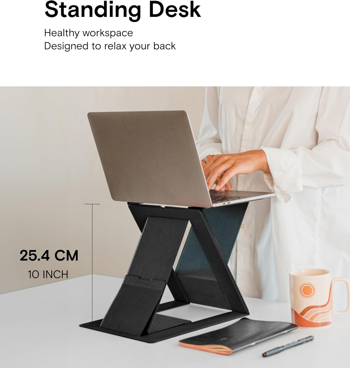 MOFT Z Laptop Stand for Desk, Slim Adjustable Laptop Riser Foldable Laptop Stand, 4 Sitting Modes, Compatible with Most Laptops up to 17", Hold up to 18 Lbs (Black) image number 5