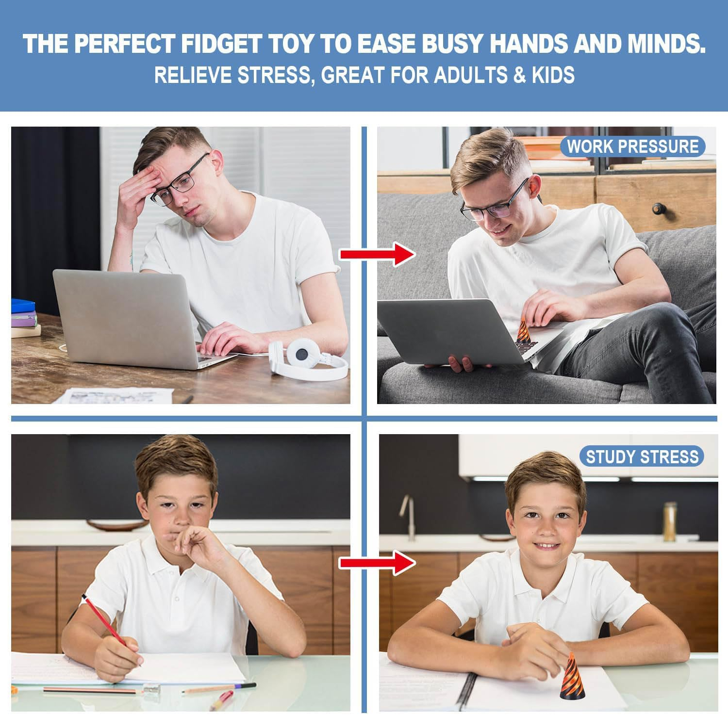 3D Spiral Cone Fidget Stress Relief Toys Suitable for Young People ( 6 Cones ) image number 5