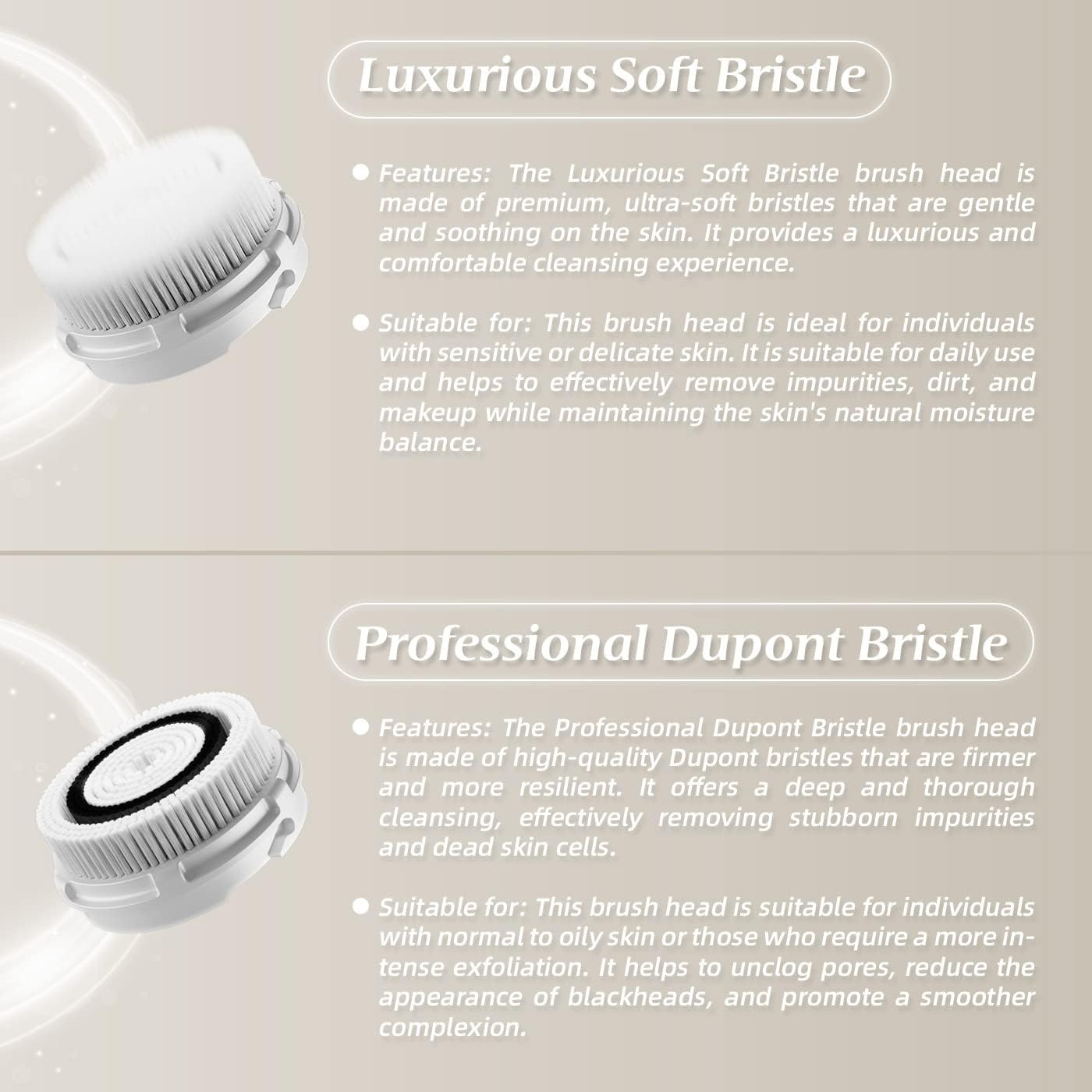 BONNIEFACE BF-1119 Sonic Facial Cleansing Brush Heads, Face Cleansing Brush Head Replacement - Luxurious Soft Bristle and Professional Dupont Bristle Options, Pack of 3 (Professional Dupont Bristle) image number 1