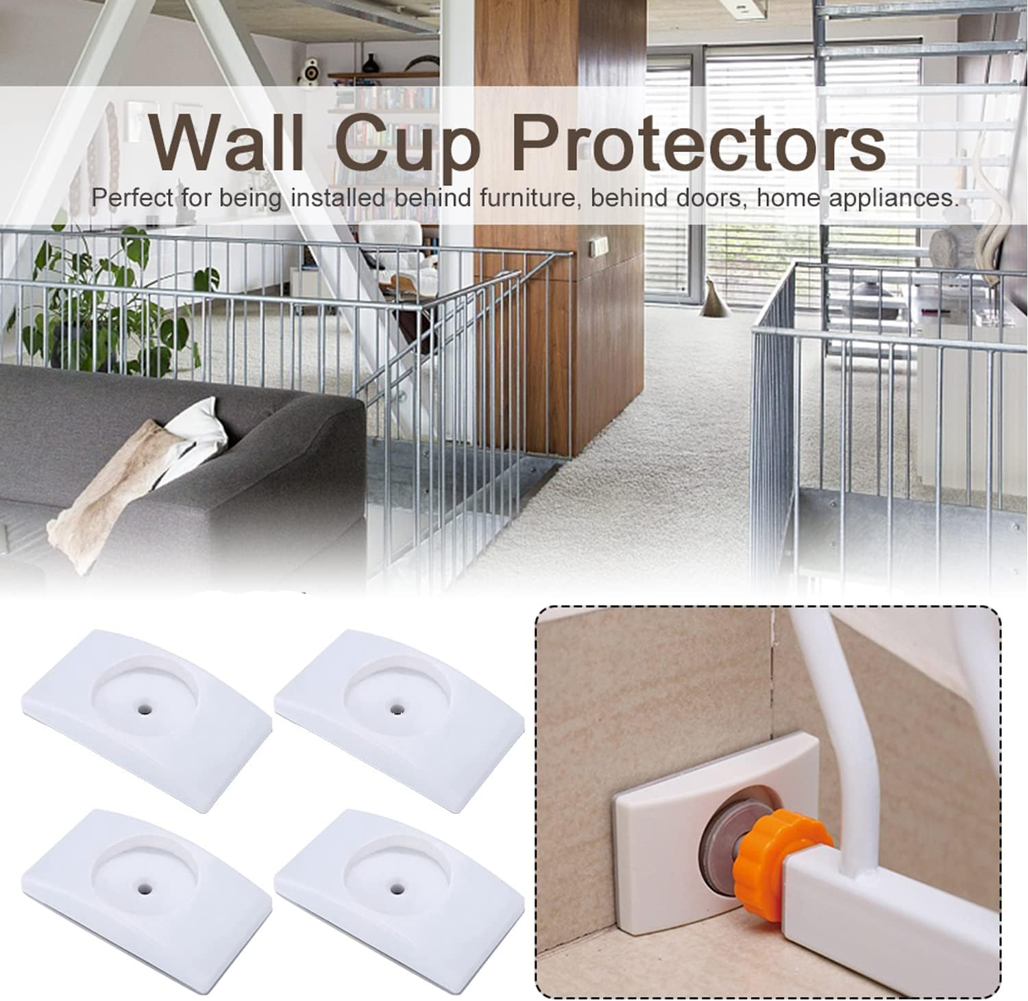 4 Pcs Safety Baby Gate Wall Protector Stair Gate Extension Wall Saver for Baby, Pet, Stair, Door, Wall Surface Safety image number 4