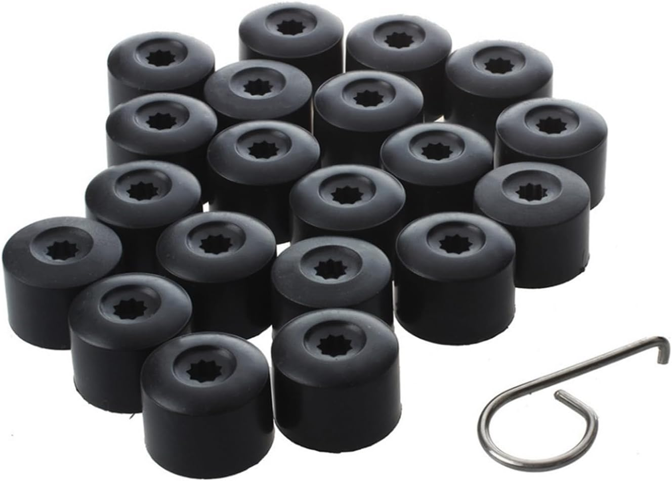 Zikefest 20PCS Car Wheel Lug Nut Covers, 17Mm Tire Bolt Caps Compatible with VW, Jetta, Beetle, Passat, GTI, CC, Black Lug Nut Cap with Removal Tool