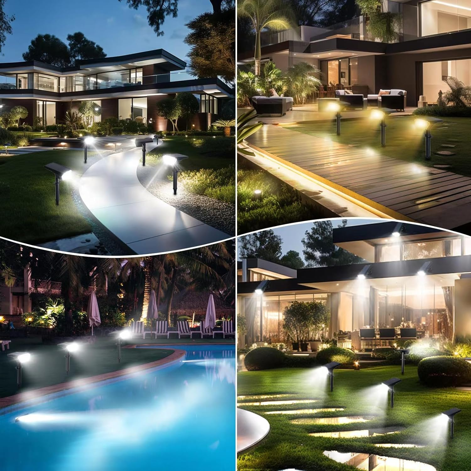 Satucol 10Pack Solar Spot Lights Outdoor,Auto On/Off Solar Lights Outdoor Waterproof Ip65,2-In-1 Solar Powered Outdoor Landscape Lighting,Solar Lights for outside Yard Garden Pathway (Cool White) image number 2