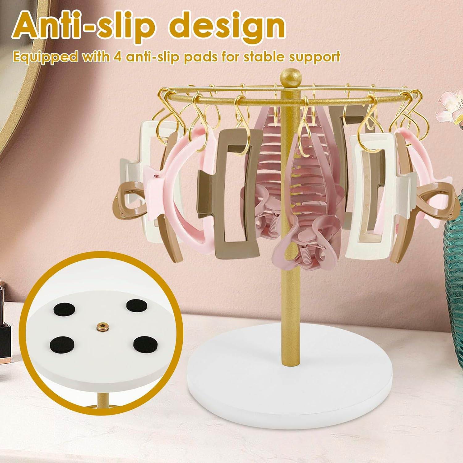 UKQRRTC Claw Clip Organizer, Metal Hair Clip Holder Stand, Space Saving Hair Accessories Display Stand for Women Girls image number 4