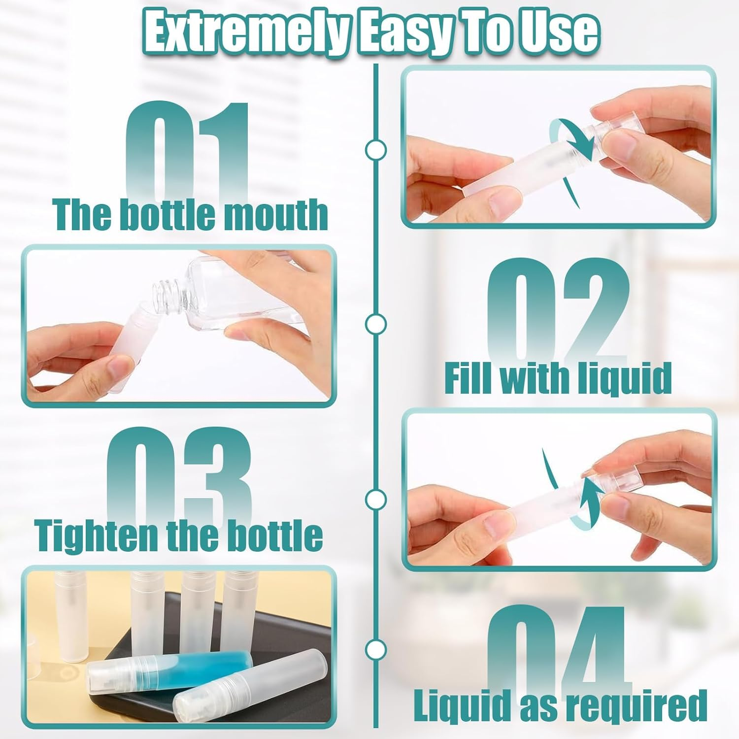 Mini Spray Bottle, 12 Pcs Mini Clear Perfume Bottle, 10Ml Refillable Fine Mist Spray Bottles for Liquid, Perfume, Makeup Tool, Travel image number 1