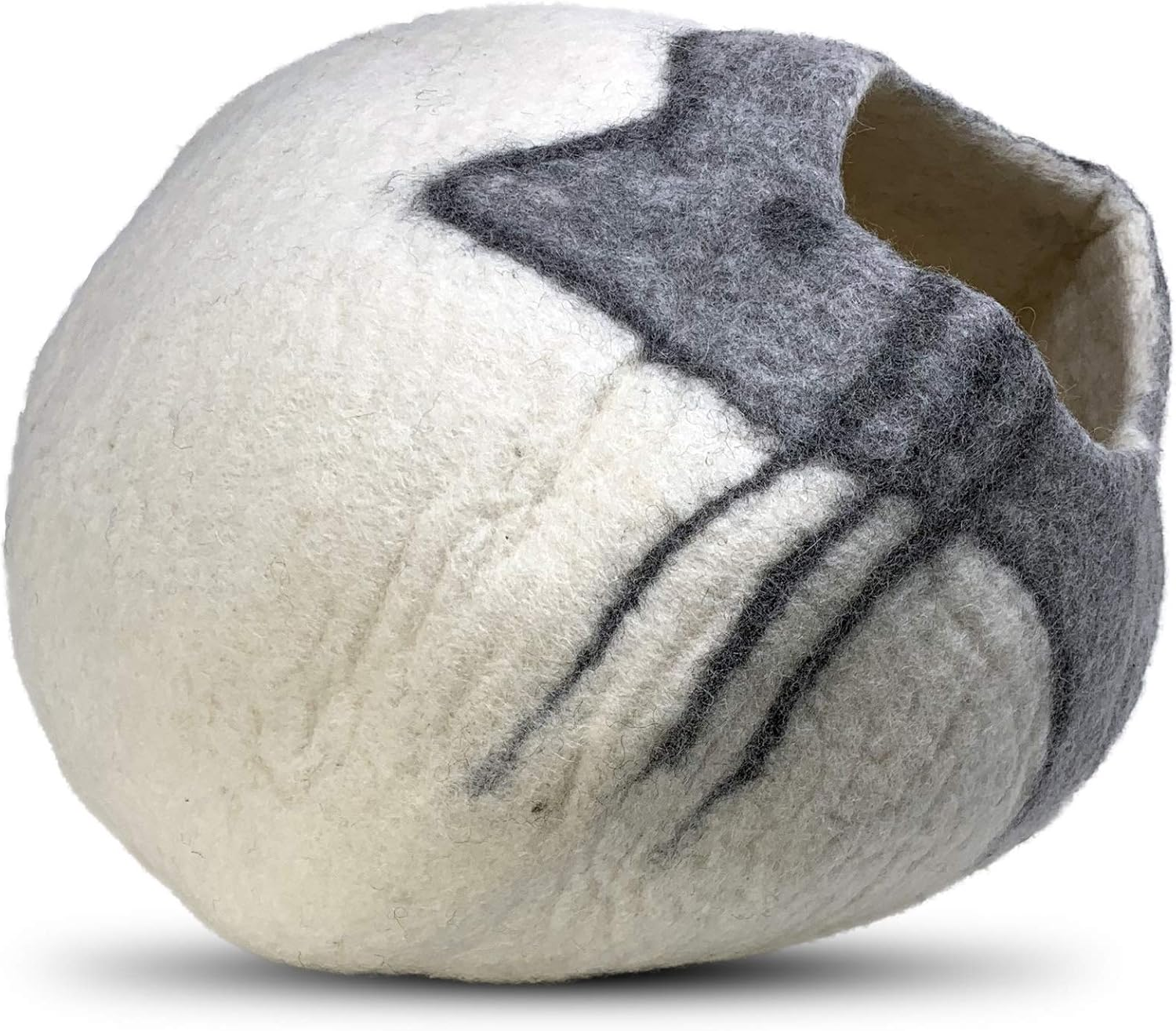 Iprimio 100% Natural Wool Eco-Friendly Cat & Kitten Cave Bed - Cozy House Indoor Bed for Cats & Kittens - Pet Felt Cat Cave, Cushion, Cove, Nest, Hideout, Hideaway, Tent, Tunnel Beds (Light Gray) image number 4