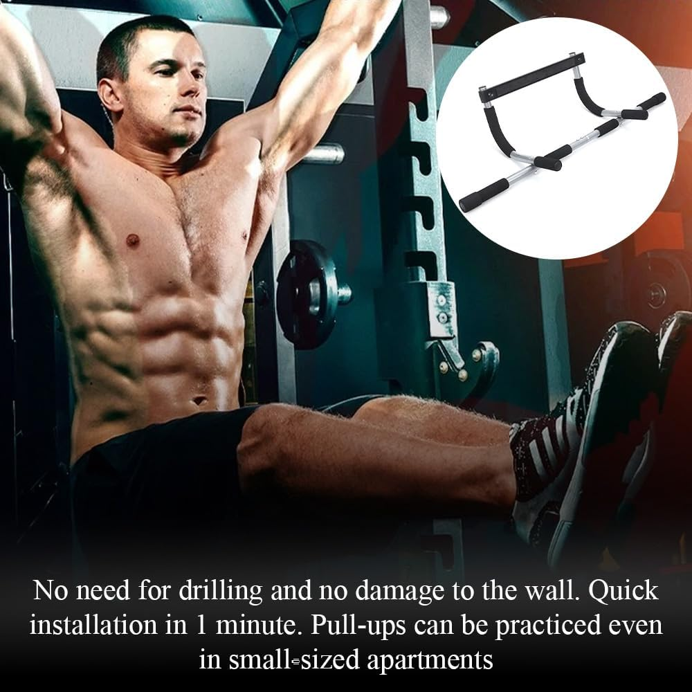 Doorway Pull-Up Bar, Thickened Steel Maximum Weight Limit 160 Kg, Upper Body Fitness Exercise Bar, Doorway Multi-Grip Device, Indoor Pull-Up Bars for Home and Gym image number 3