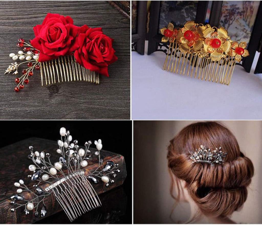 Baosity 10X Metal Plain Hair Combs Slides Side Combs for DIY Women Hair Accessories - Silver, as Described image number 1