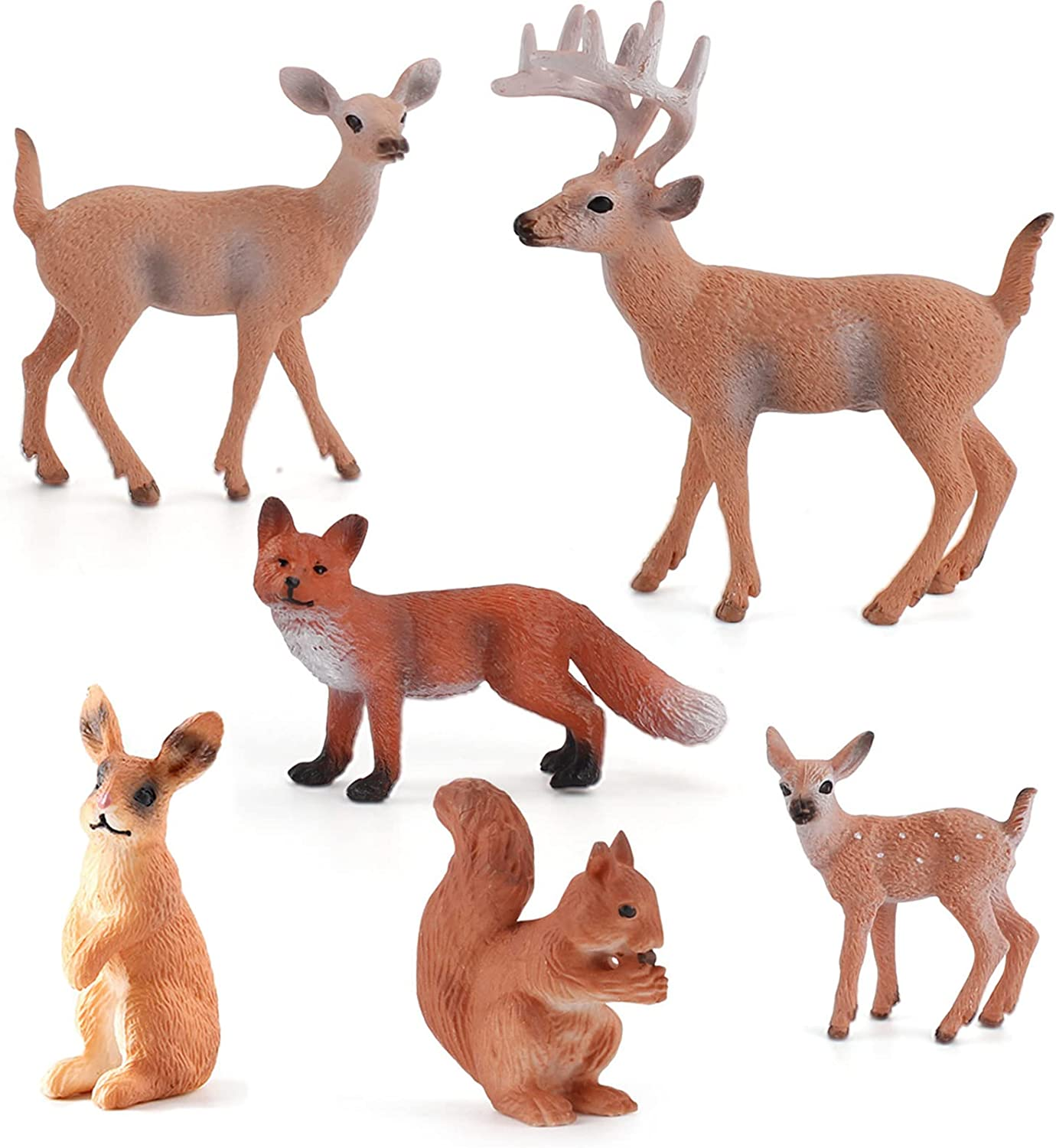 Deer Set Forest Animal Figures Woodland Creatures Figurines Miniature Toys for Boys and Girls Animal Cake Toppers