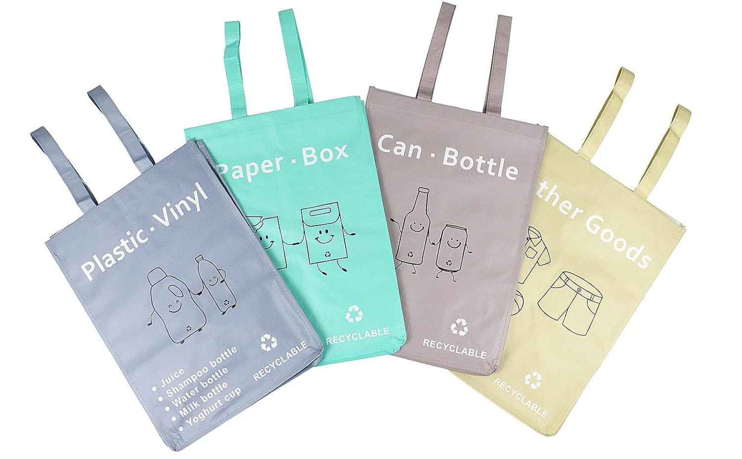 BOMEI Modern House Separate Recycling Waste Bin Bags for Kitchen Home Recycle Garbage Trash Sorting Bins Organizer Waterproof Baskets Compartment Container (Big Size 4 Bags Set) image number 6