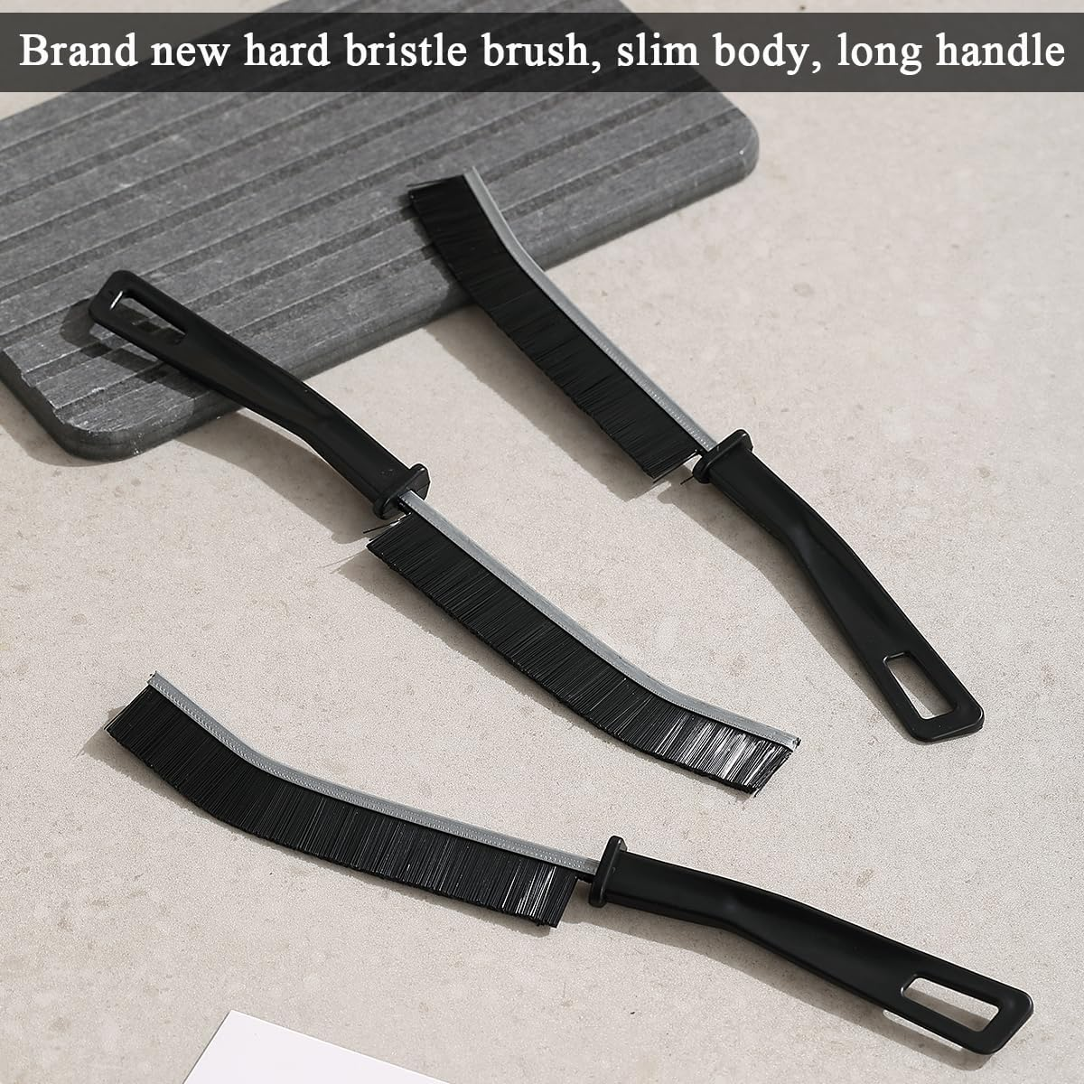 Berglandrt Black Crevice Cleaning Brush Set of 3, New Multifunctional Cleaning Brush Tool, Bathroom Gap Brush for Home, Kitchen, Bathroom, Window, Vehicle. image number 6