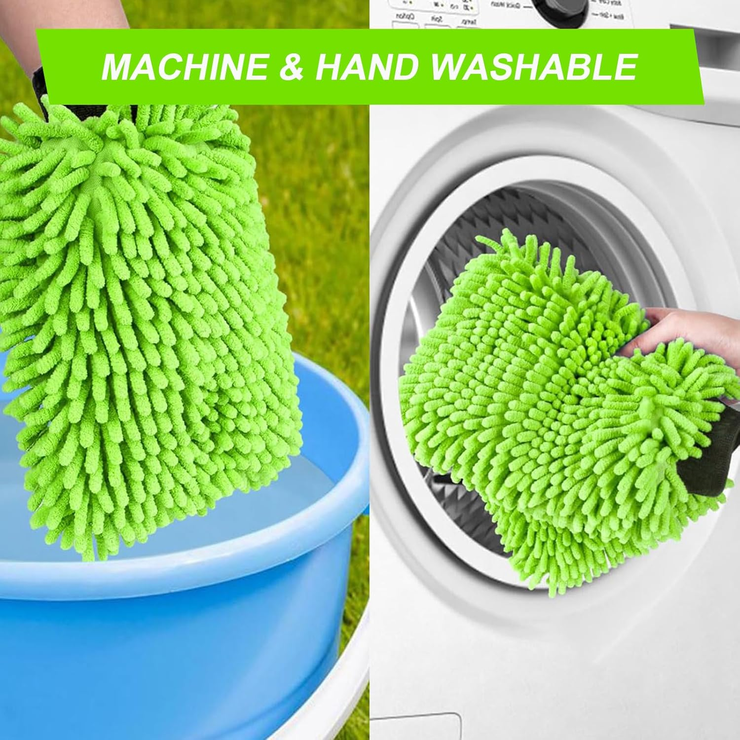 2PCS Car Wash Mitt Microfiber, Scratch-Free& Lint-Free, Premium Chenille Microfiber Wash Mitt image number 6