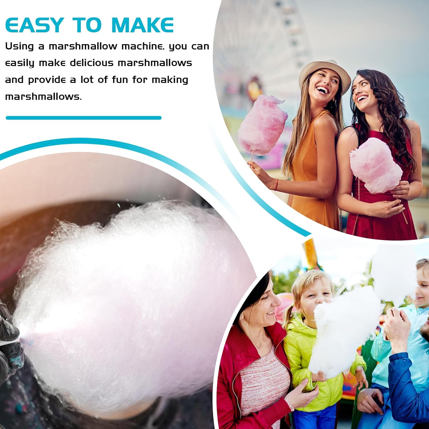 Cotton Candy Machine, Cotton Candy Machine, Electric Candy Floss Maker 450W with Accessories for Birthday Various Holidays Easy to Use and Clean image number 2