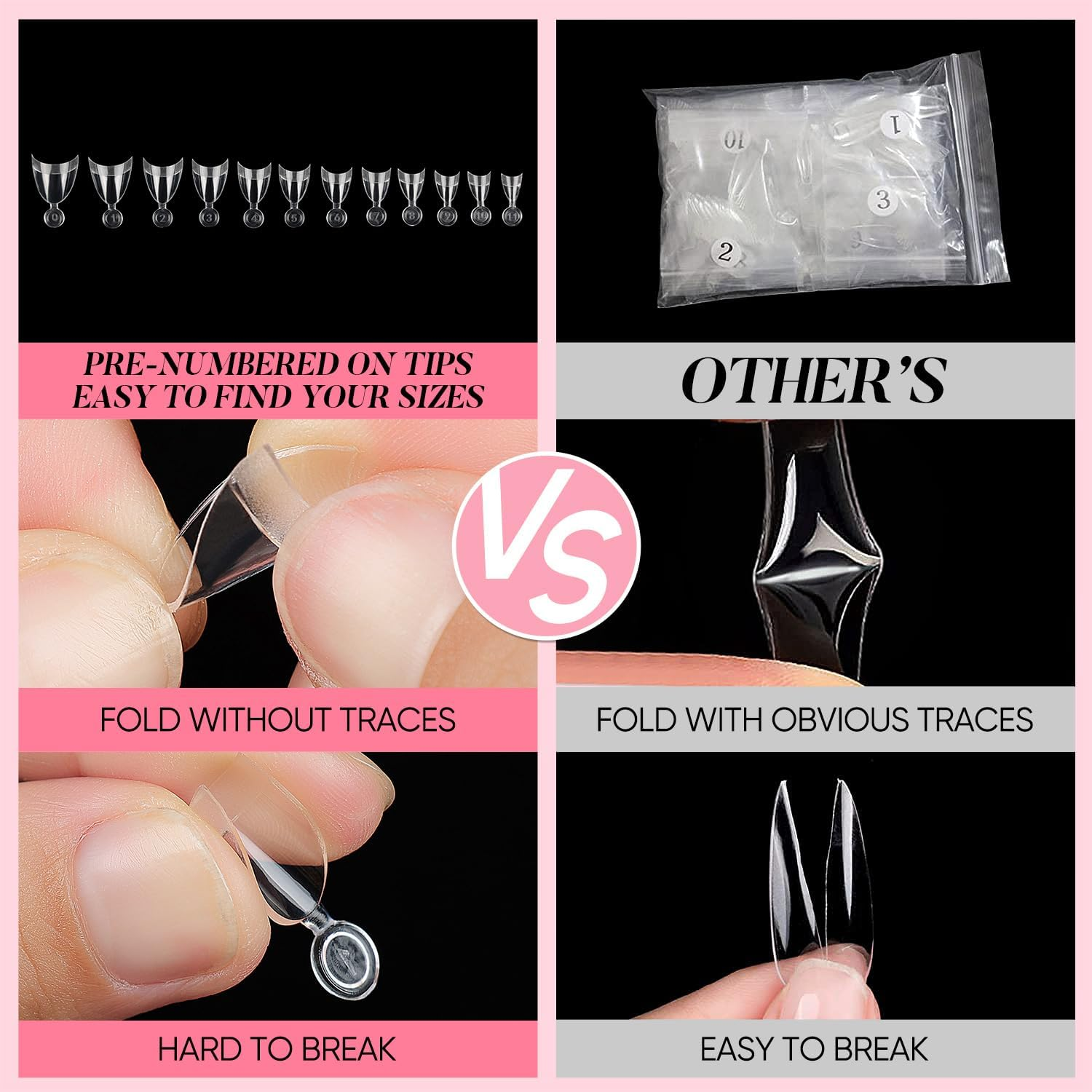 AIMEILI Short Almond Nail Tips, 504Pcs Half Cover Short Gel Nail Tips Clear Fake Nails for Nail Extension DIY Nail Salon, 12 Sizes - Jp010 image number 5