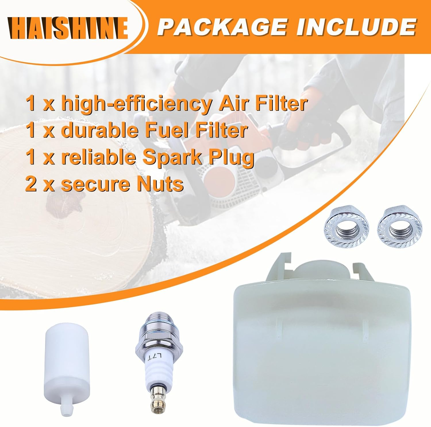 Haishine Air Filter Bar Nuts Fuel Filter Spark Plug for Husqvarna 340 345 346 XP 350 351 353 Chainsaw [#537024003] image number 3