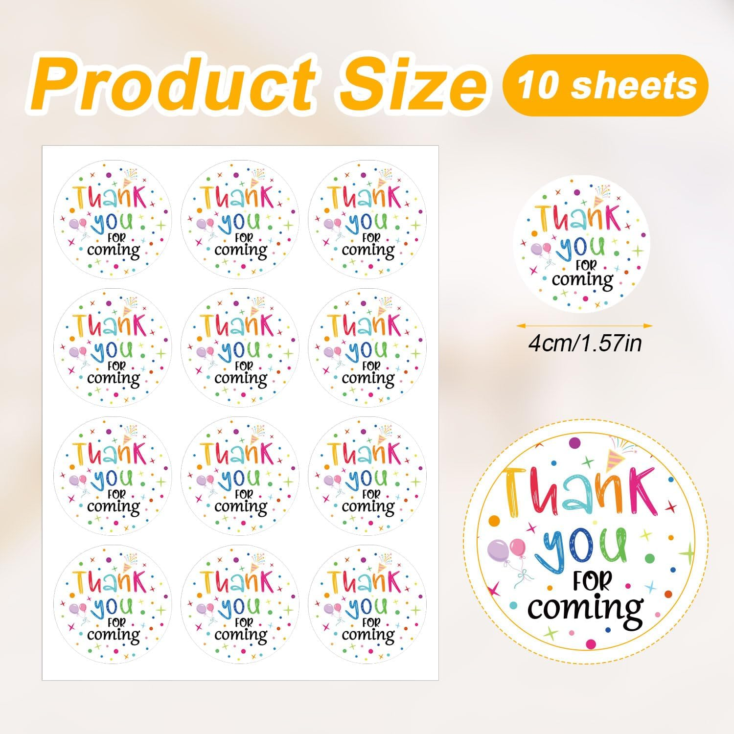 120Pcs Thank You Sticker, 1.6 Inch round Adhesive Celebrating Appreciation Label Gratitude Decal for Baby Wedding Bridal Shower Birthday Party Favor Envelopes Seal Gift Packing (Thank You for Coming) image number 4