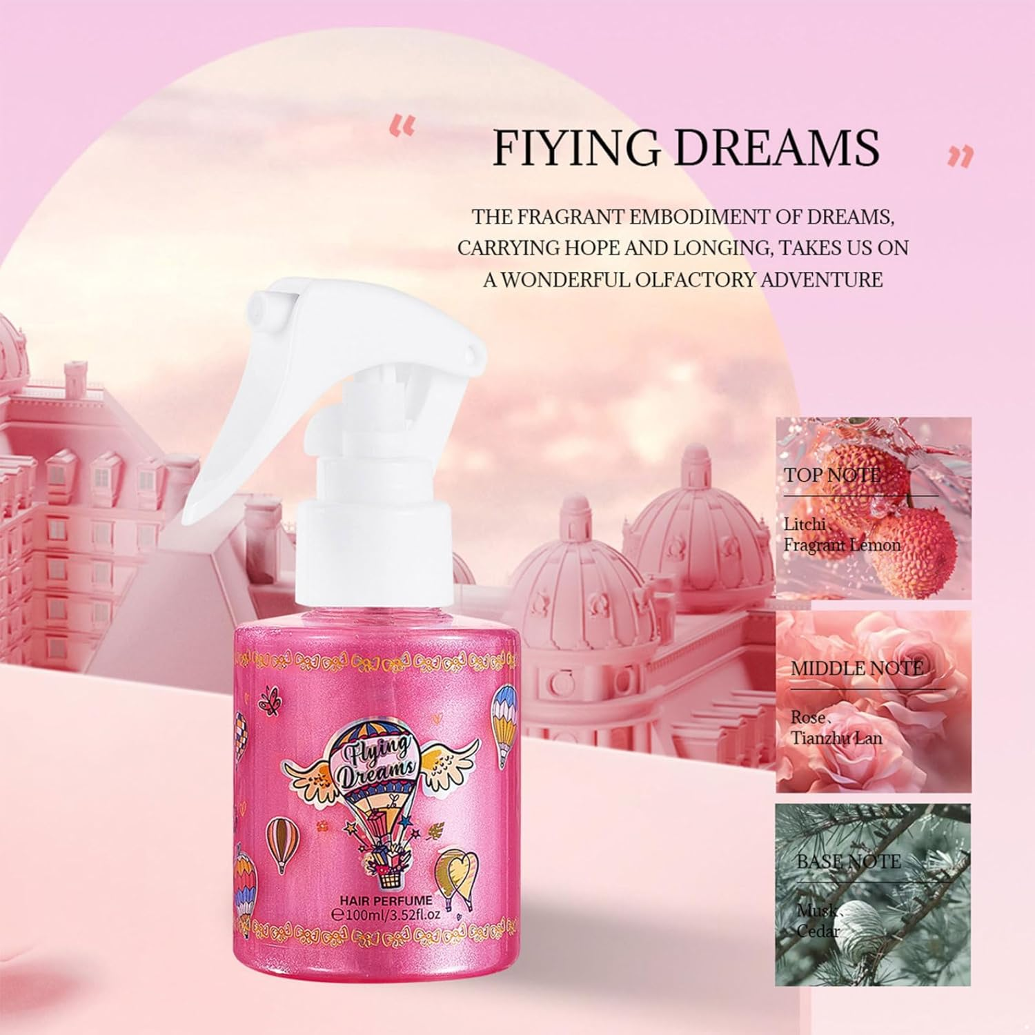 RUNQHUI Long Lasting Fresh Scent Body Spray Perfume Mist for Women Men Light Fragrance for Hair Skin and Clothes Pink One Size - Pink image number 2