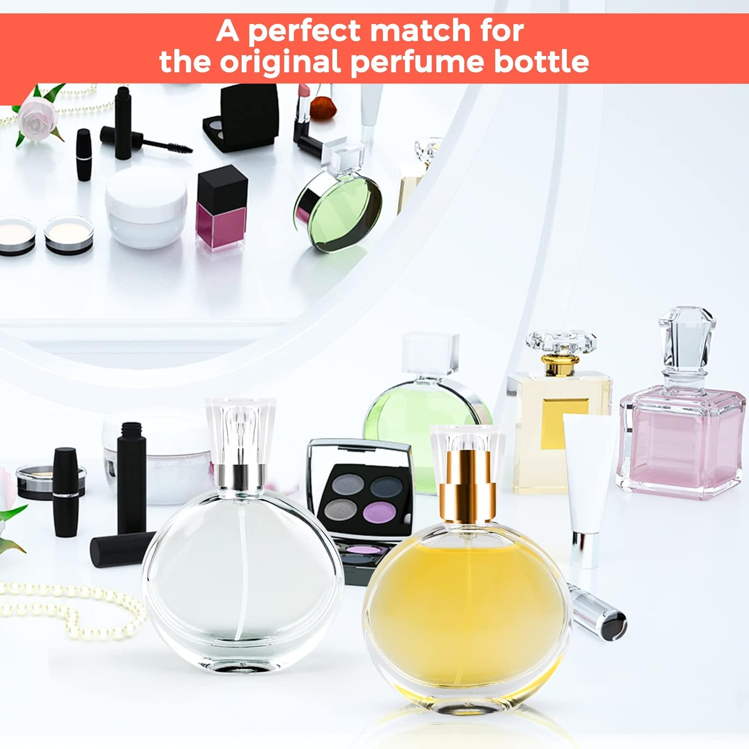 BOOHO Pack of 2 30 Ml / 50 Ml Perfume Atomiser Refillable Perfume Bottle Empty Transparent Perfume Bottles Refillable with Atomiser Pump and Funnel for Women or Girls (30 Ml) image number 6