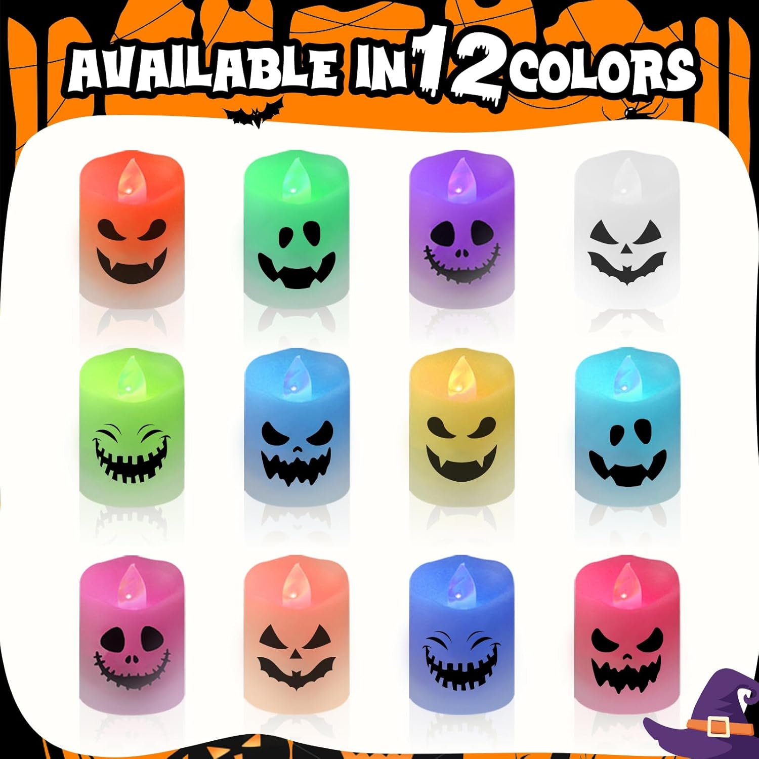 YLSD Halloween LED Candle Decoration with Remote Control, Flameless Votive Candles for Halloween Home Decor, Timing and Color Change, Battery Powered (6 Pack) image number 1