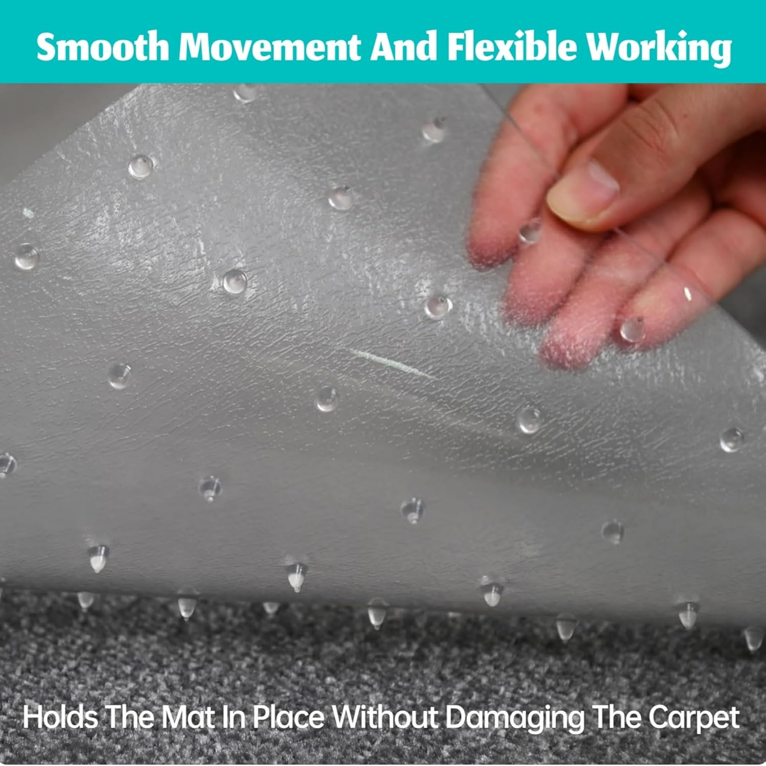 Anyuainiya Office Chair Mat for Carpet, 120X90Cm Clear Floor Mats with Lip, Computer Desk Chair Mat for Low Carpeted Floors, Easy Glide for Office or Home with Extended Lip image number 4