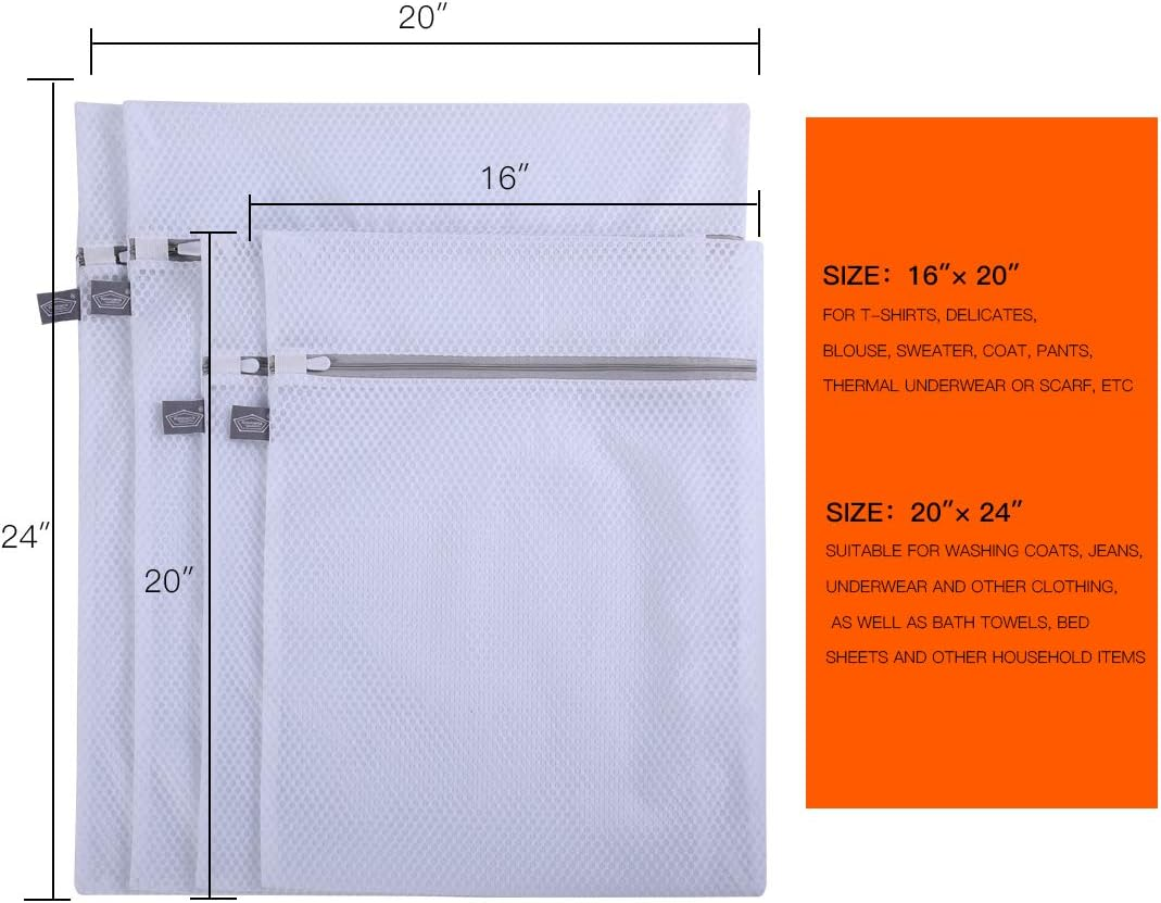 Kimmama Laundry Bags Mesh Wash Bag, Lingerie Bags for Washing Delicates, Net Washer Sack with Zipper, Dryer Pouch for Cleaning and Drying Cloths, Garment, Sweater, Bra, Pant, Sock, Toys, Bedcover image number 2