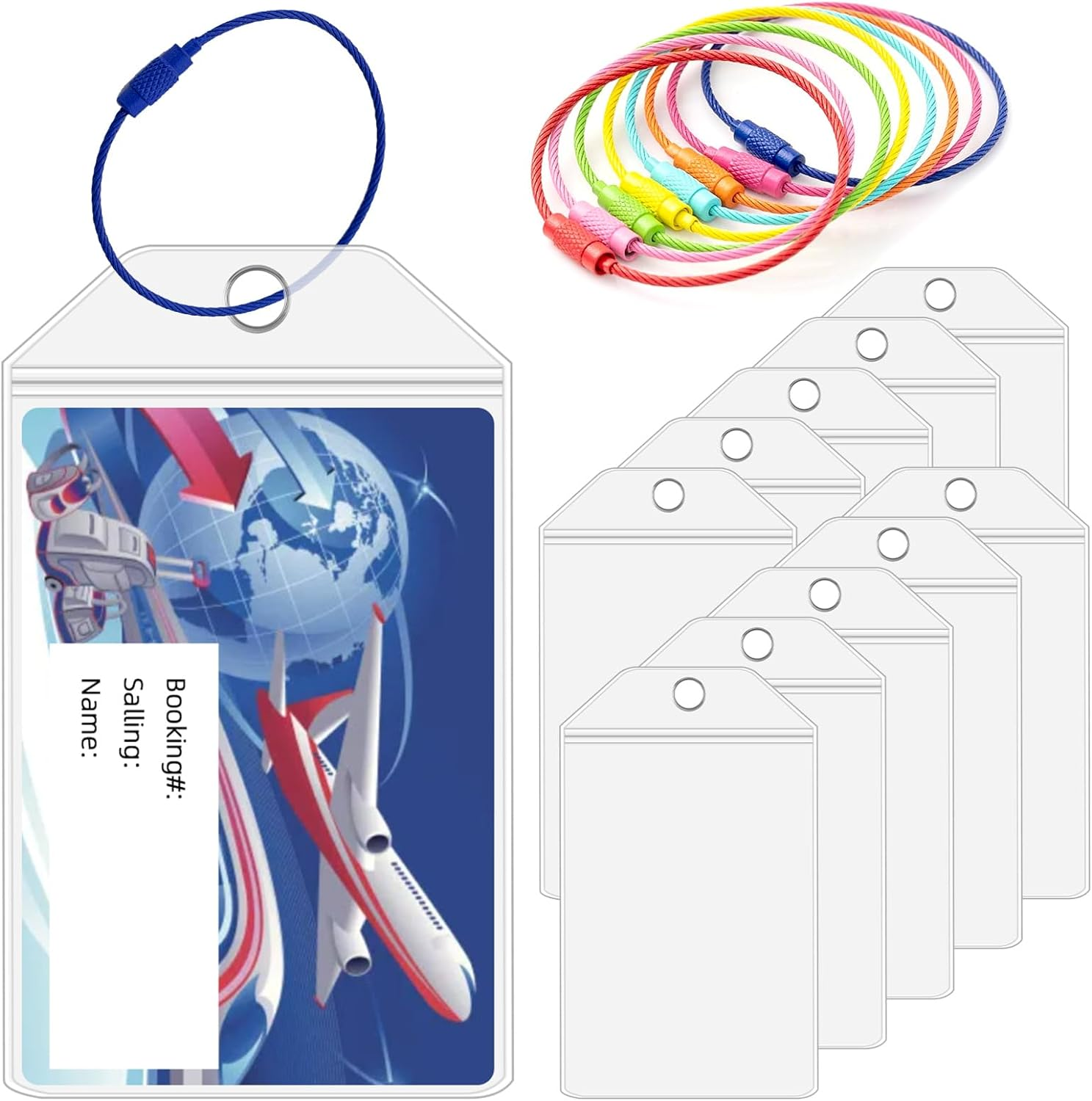Swpeet 20Pcs Cruise Luggage Tags Clear Tags Cruise Travel Essentials with Steel Loops, Royal Caribbean Luggage Tag Holders Fits for All Royal Caribbean Ships and Celebrity Cruise image number 2