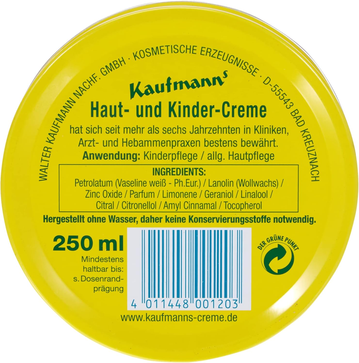 Kaufmanns Haut- Und Kinder-Creme, 250 Ml Cream image number 5
