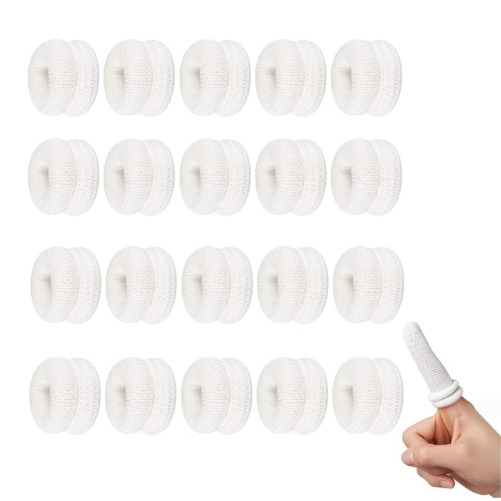 20 Pcs Finger Bandages, Elastic Finger Bandage, Tubular Cotton Finger Protector Finger Cots Reusable Finger Protector First Aid Tubular Bandages Finger Sleeves for Finger Sprains Swelling (White) image number 4