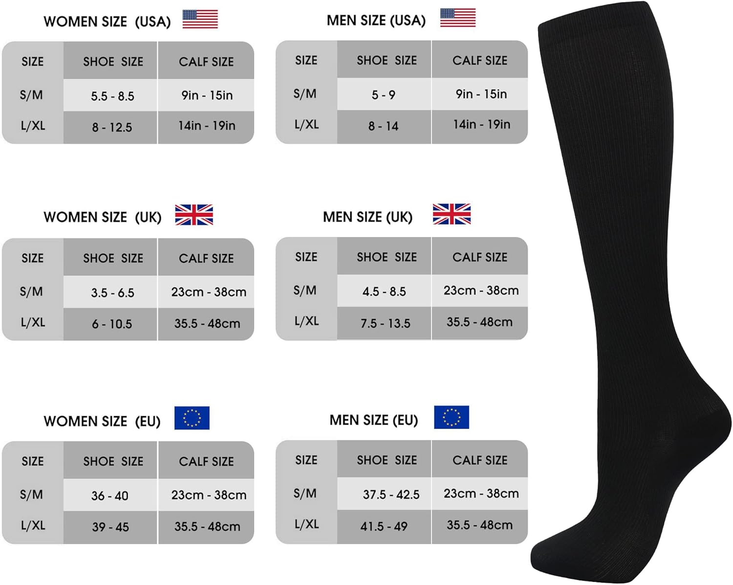 Compression Socks（7 Pair) for Women & Men Circulation 20-30Mmhg Knee High Sock Is Best Support for Athletic Running,Cycling image number 2