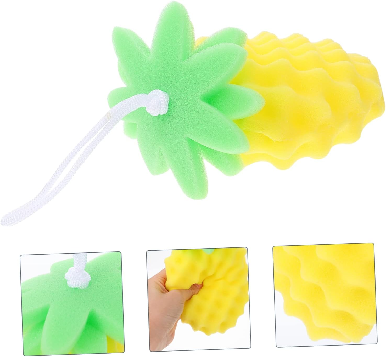 HEALEEP Baby Bath Brush and Exfoliating Sponge Toddler Bath Scrubber Soft Pineapple Shape for Newborn Shower image number 1