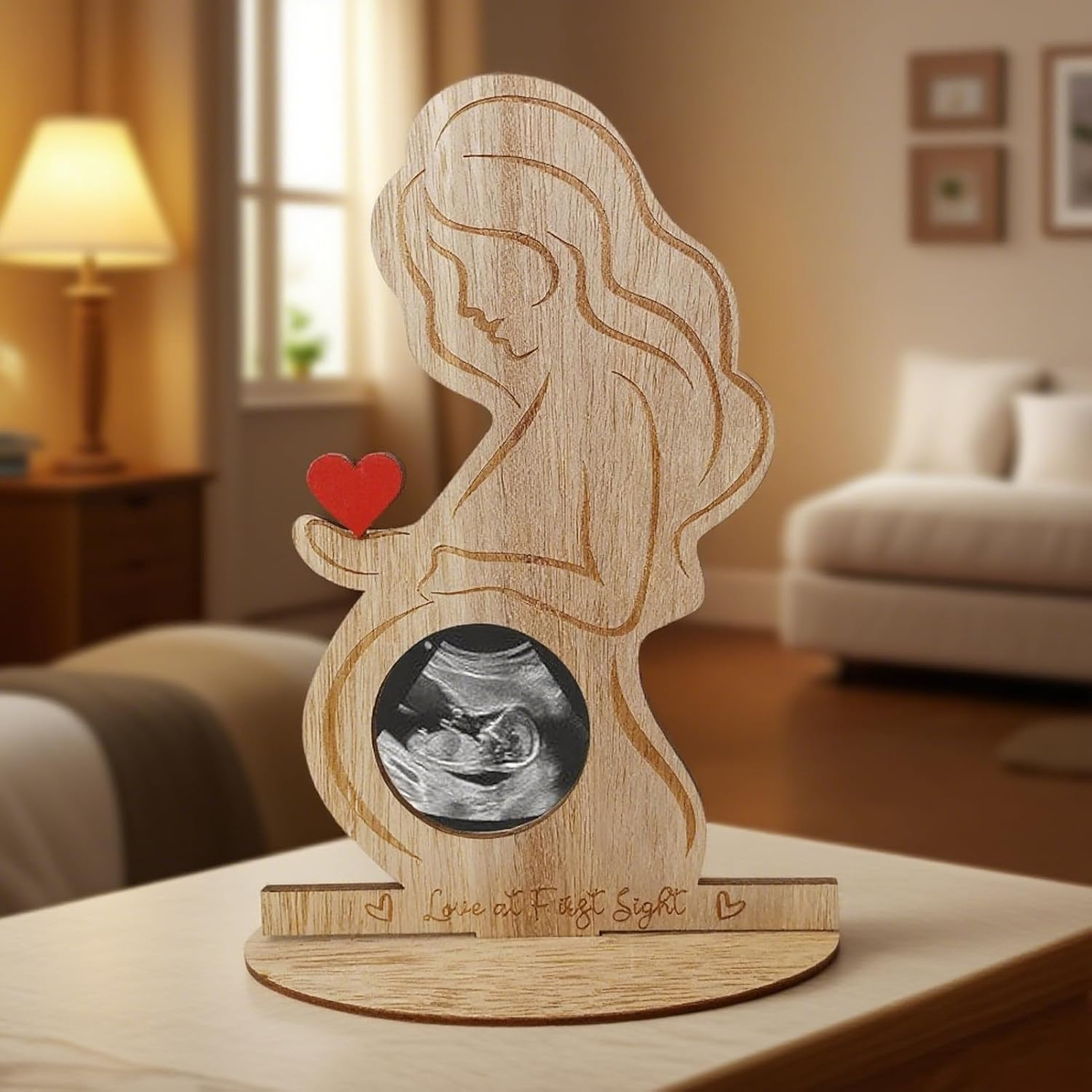 Sonogram Picture Frame - Wooden Ultrasound Photo Album | Decorative Tabletop Ornament, Baby Keepsake for Bedside Desks Tables Living Room Display image number 1