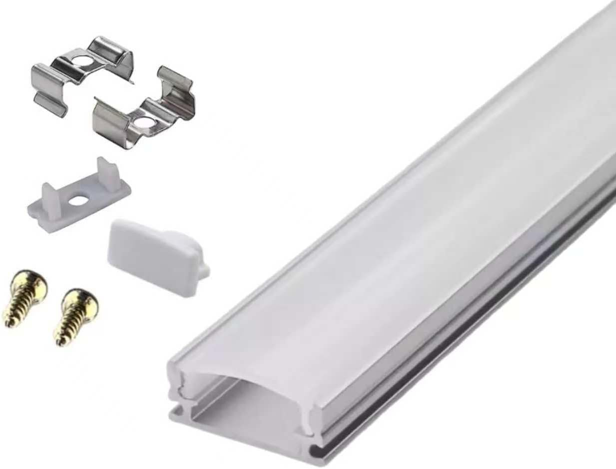 10 Pack 40Cm LED Aluminum Channel System (U, V, YW, U Wide Styles) LED Strip Diffuser Kit Milky White Cover End Caps Mounting Clips Screws LED Profile for under Cabinet Display Lighting H (U Style) image number 3