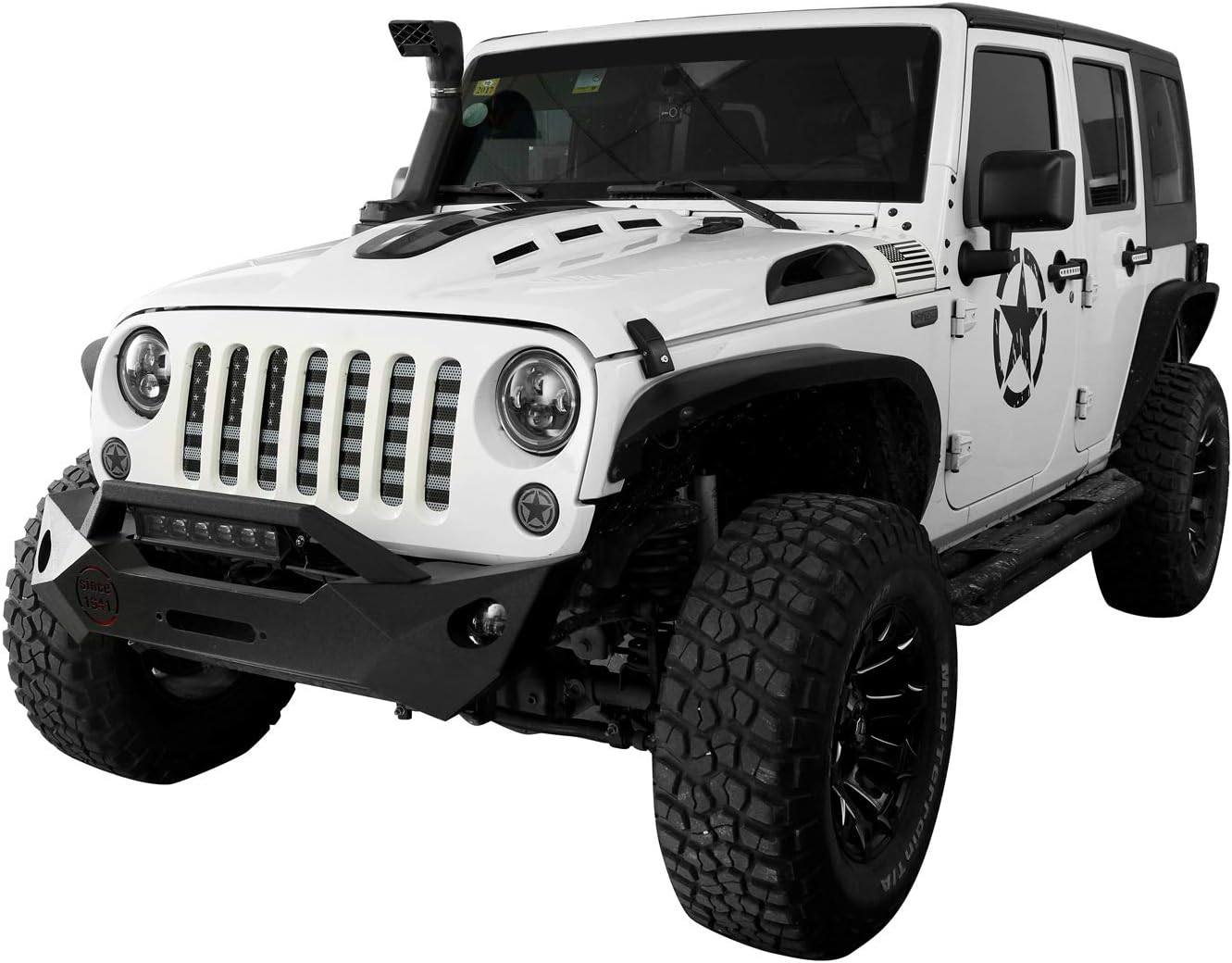 American Flag Front Grille Grid Mesh Screen Steel Screen Insert Fits for 2007-2018 Jeep Wrangler JK& JKU Unlimited (Classic Light Black & White) image number 5