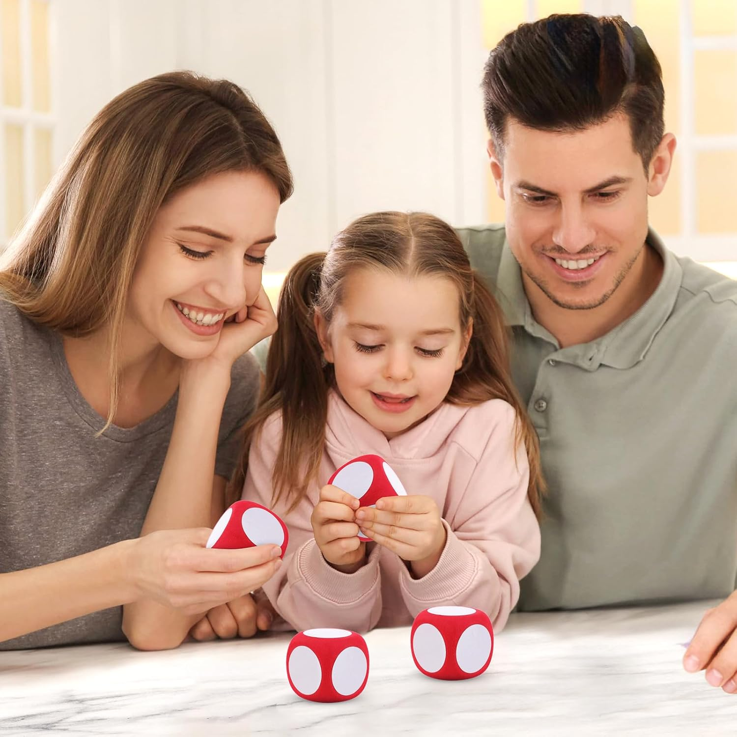 SHINEOFI 4Pcs DIY Blank Dice Classroom Writable Dice Wipe off Education Blank Dice DIY Rounded Foams Game Dice for Kids Math Teaching Accessories image number 3