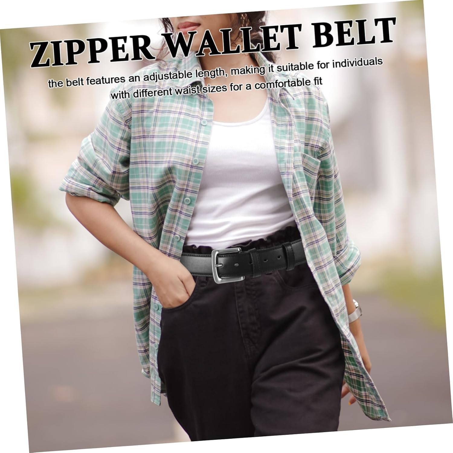 Beaupretty Hidden Money Pocket Travel Belt Brown PU Theft Waist Belt with Zipper Pouch for Secure Storage of Valuables for Travel and Everyday Use