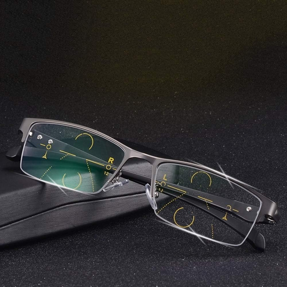 Progressive Multifocal Reading Glasses, Men'S Photochromic Transition UV400 Sunglasses,+1.0 to +3.0 Diopter (Color : Black, Size : +3.00) image number 4