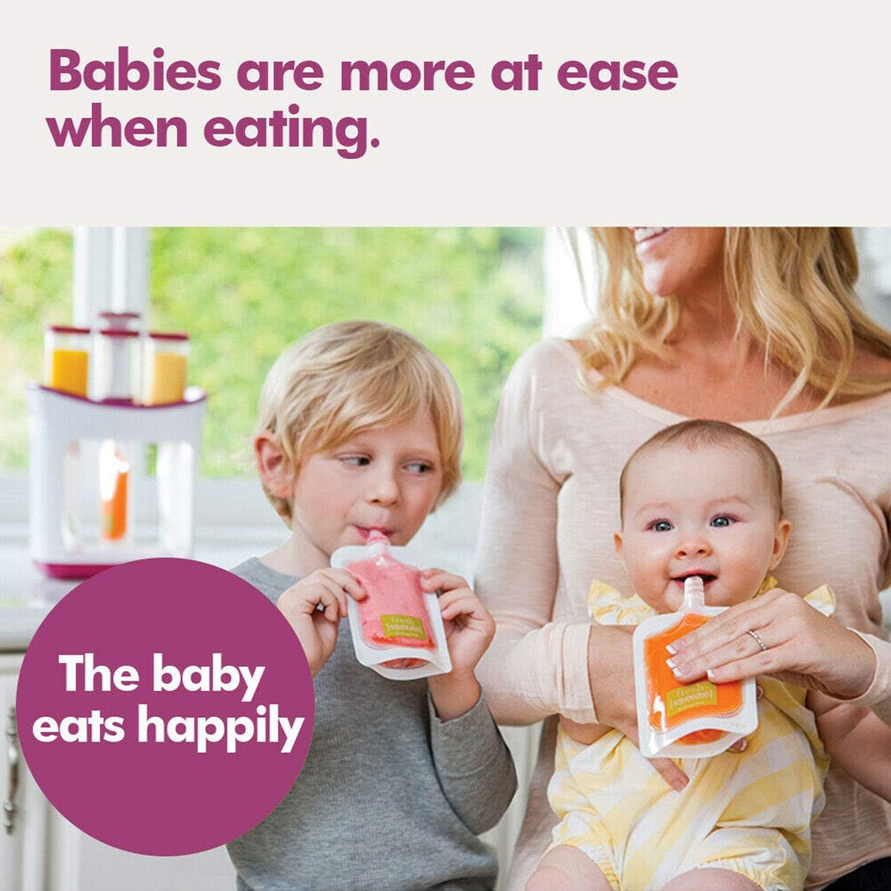 Pack of 50 Food Fruit Juice Puree Pouches Storage Bags Food Container Baby Children Infant Toddlers Feeding Supplies, Portable and Disposable, Clean and Healthy image number 1