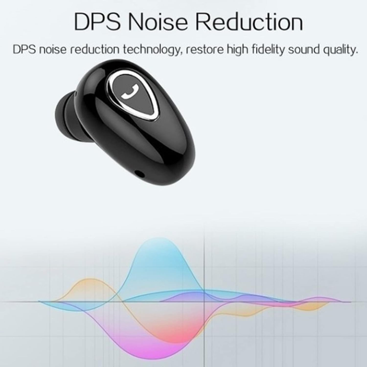 Risegun Bluetooth Headphones In-Ear Single Headphones Noise Cancelling Stereo Wireless Earbud Bluetooth Headphones Sport Gym Black image number 4